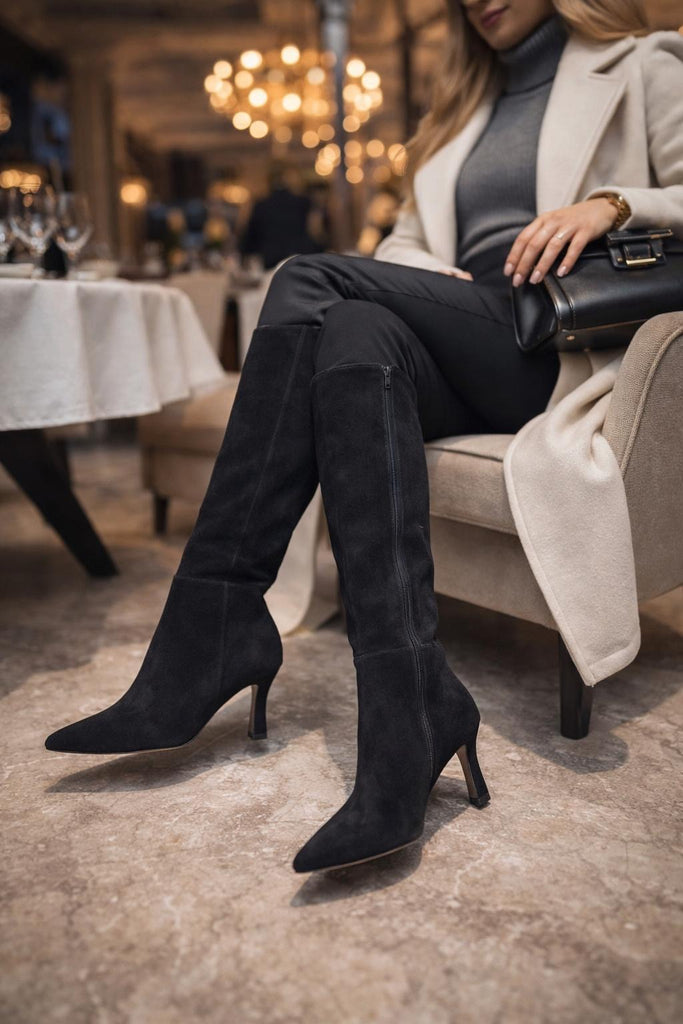 Ženske čizme - LX30326-BLACK-SUEDE