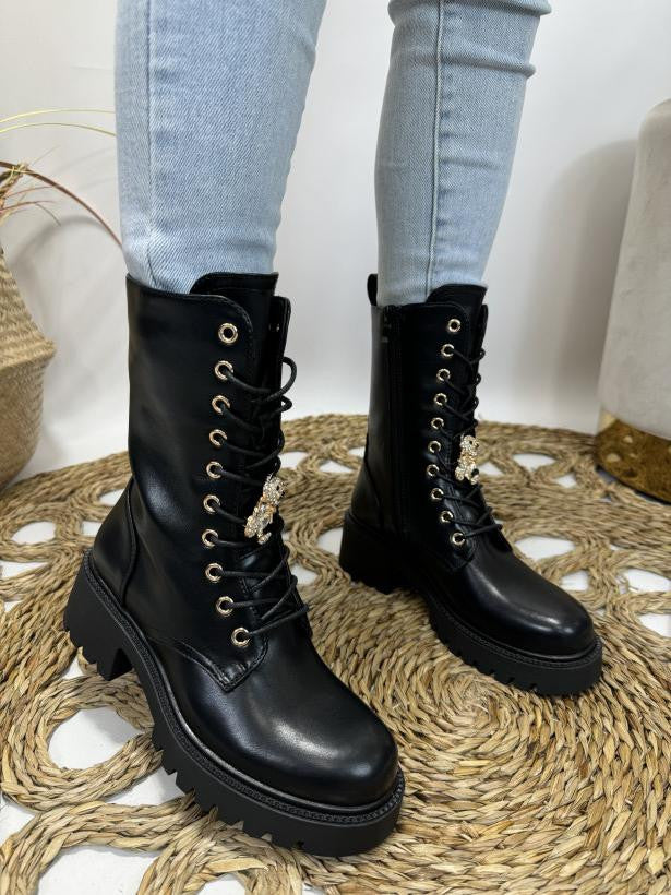 Ženske poluduboke cipele - HBL-116-BLK-PU